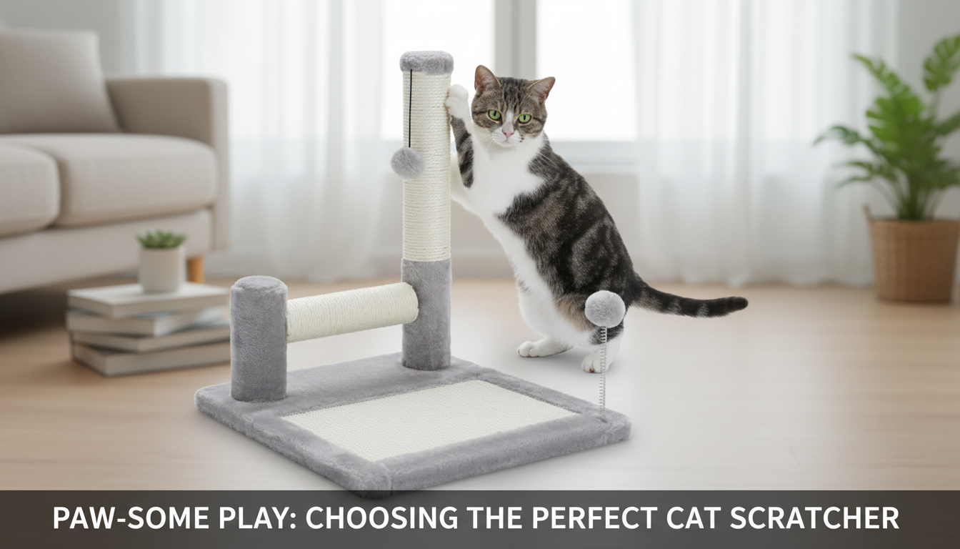 Compact Cat Scratching Pad: 2 Sisal Posts + Play Ball