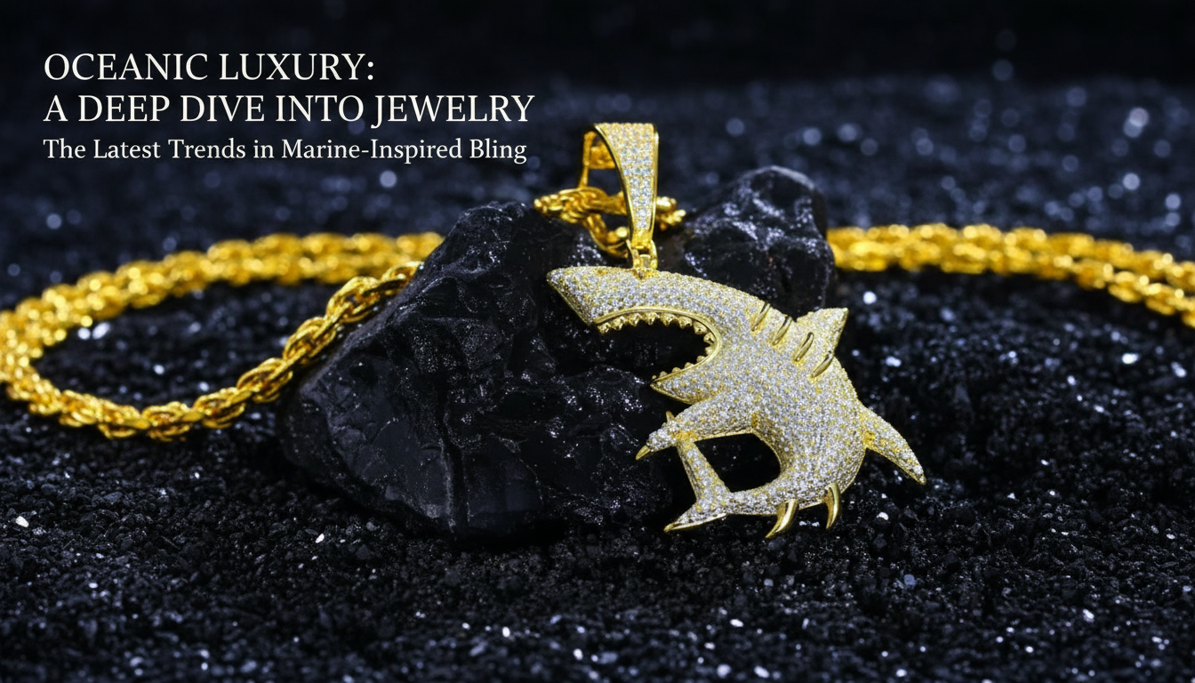 Moissanite Shark Pendant Necklace in 925 Silver
