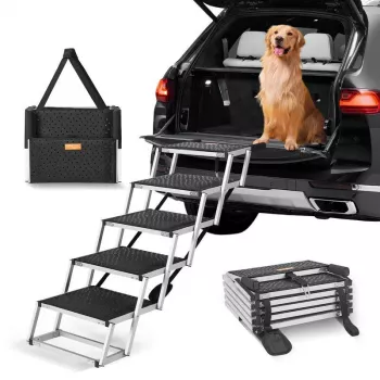 5-Step Folding Dog Stairs for Cars: Safer Loading