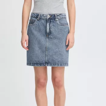 Ichi Women’s Blue Cotton Skirt: Breathable, Easy Style