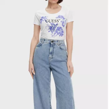 Guess Women’s White Print T-Shirt: Fit, Style & Care